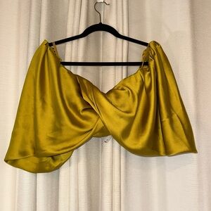 ASOS Satin Gold Draped Off the Shoulder Women's Blouse Size 12